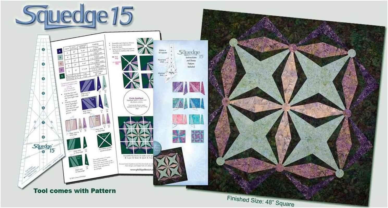 Squedge 15: Squared 15 Degree Wedge Quilt Ruler by
