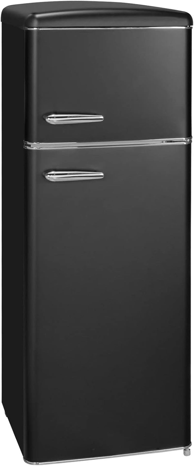 Exquisit Réfrigérateur Rétro RKGC270-45-H-160E - Noir Mat - Volume : 206 L - Réfrigérateur Rétro Avec Congélateur - Avec Étagères De Porte Et Étagères En Verre - Lumière LED