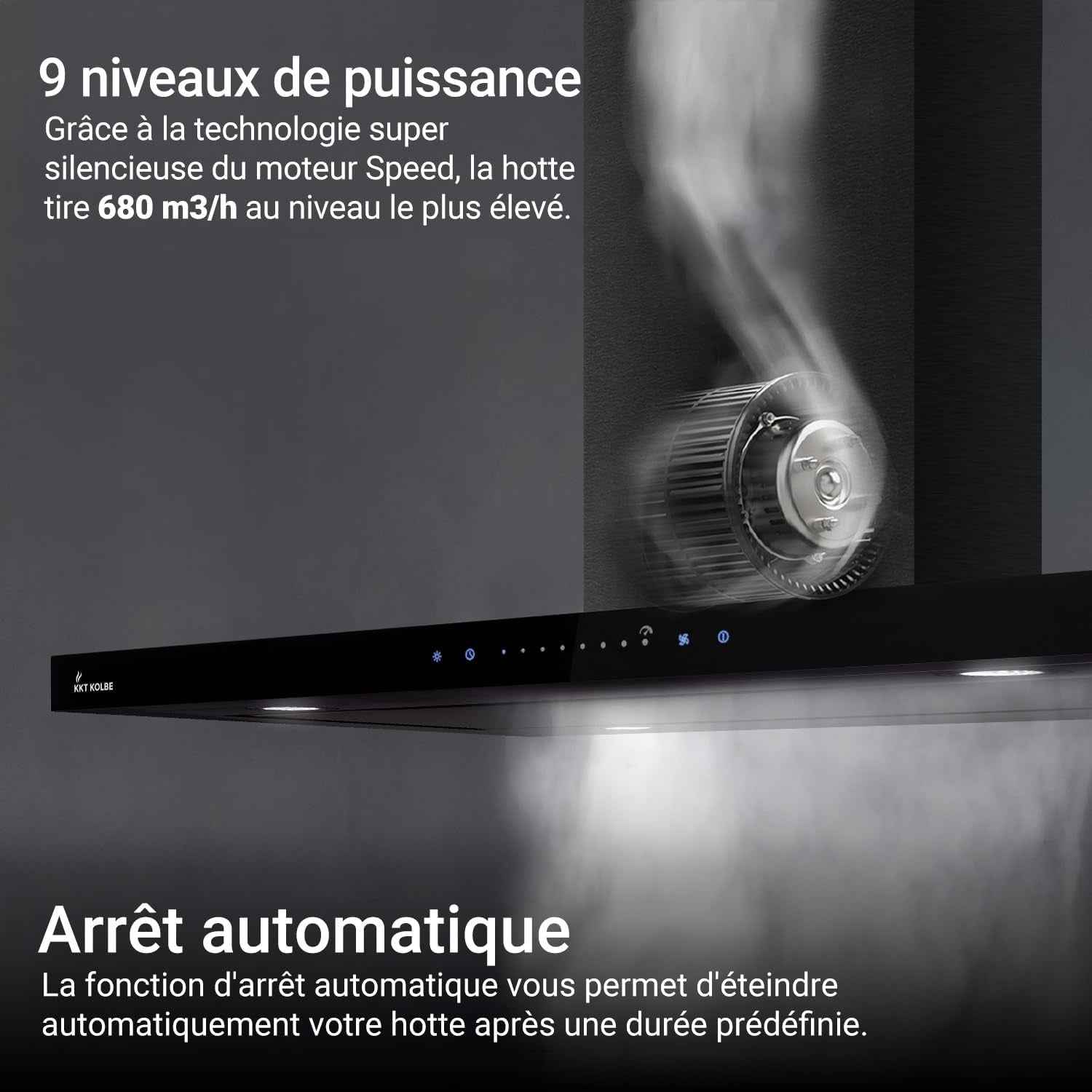 A+++ Hotte 90 Cm 680 M³/H Hotte Îlot Air Évacué Air En Circulation Noir Verre Smart Wifi WLAN App Naloopautomatique Sensortouch Avec Filtre À Charbon FLAT-EILAND-6S
