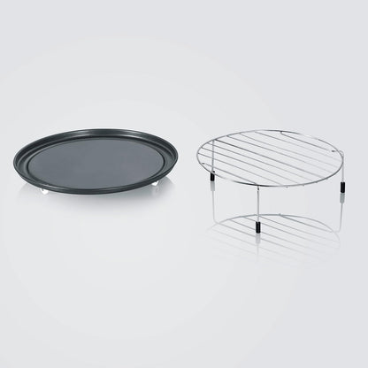 Micro-Ondes 4 En 1, 25 L, Double Gril, Mini Four Avec Fonction Pizza-Express, Micro-Ondes Avec Chaleur Tournante Jusqu'À 230 °C, Inox/Noir Mat, MW 7778