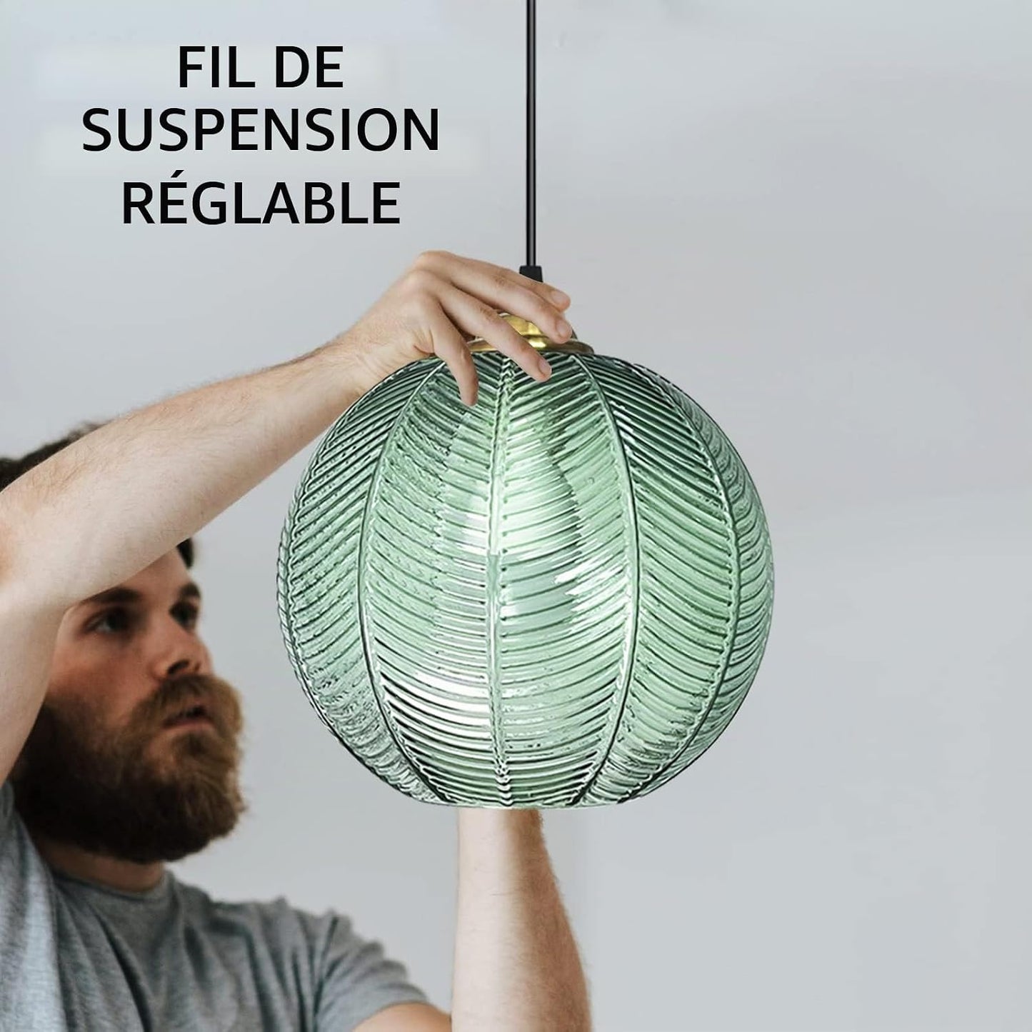 Suspension Luminaire,Suspension En Verre Vert Clair Abat-Jour Moderne Lustres Vertes Moderne E27 Lampe Suspension,Loft Lustre Vintage Cuisine Chambre À Manger Luminaire De La Salle À Manger