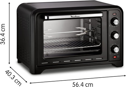 Four Électrique 39 L, 7 Modes De Cuisson, Chaleur Tournante, Thermostat Réglable Jusqu’À 240° C, Tournebroche, Minuteur 120 Min, Grille Réversible, Optimo Noir OX485810