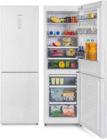 UNIVERSALBLUE Réfrigérateur Combi 185 Cm En Verre Blanc Système No Frost | Réfrigérateur Design Avec Congélateur Silencieux | Capacité Totale 320 L | Montée Au Sol Incluse