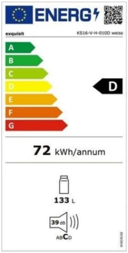 Exquisit Réfrigérateur KS16-V-H-010D - Blanc - Appareil Sur Pied - Volume : 134 L - Blanc