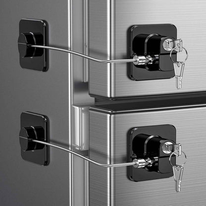 Lot De 2 Cadenas Frigo Pour Bloque Réfrigérateur, Armoires Et Tiroirs, Four, Fenêtres, Verrou Frigo Enfants Sans Percage Ni Outils, Serrure Sécurité Pour Bébés, Enfants Et Adultes (Noir) (EU Brevet)