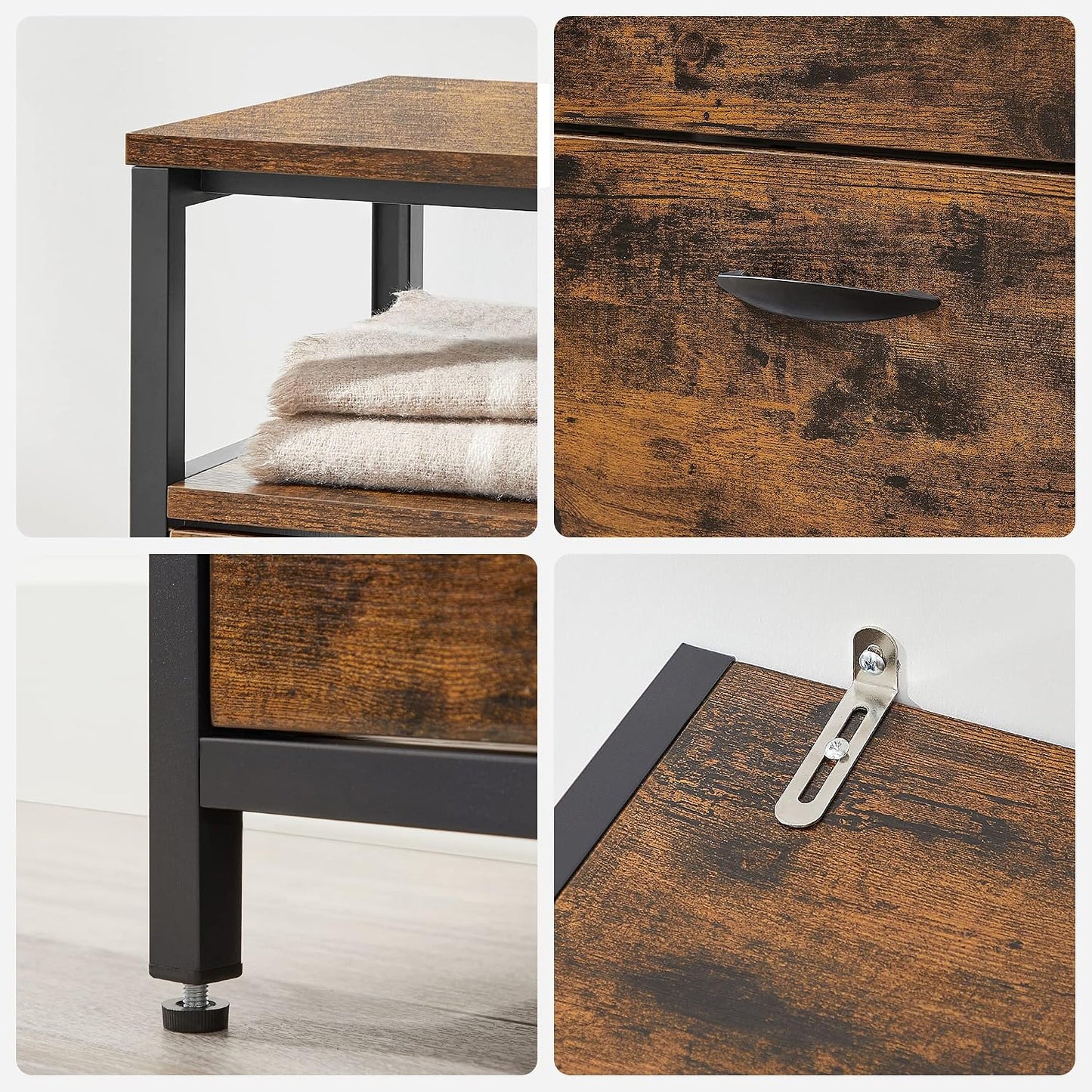 Meuble À Chaussures, Porte-Chaussures Fin, Meuble De Rangement À 4 Abattants, Pour 12-20 Paires, Anti-Poussière, 30 X 98,3 X 95 Cm, Pour Entrée, Marron Rustique Et Noir LBS803B01