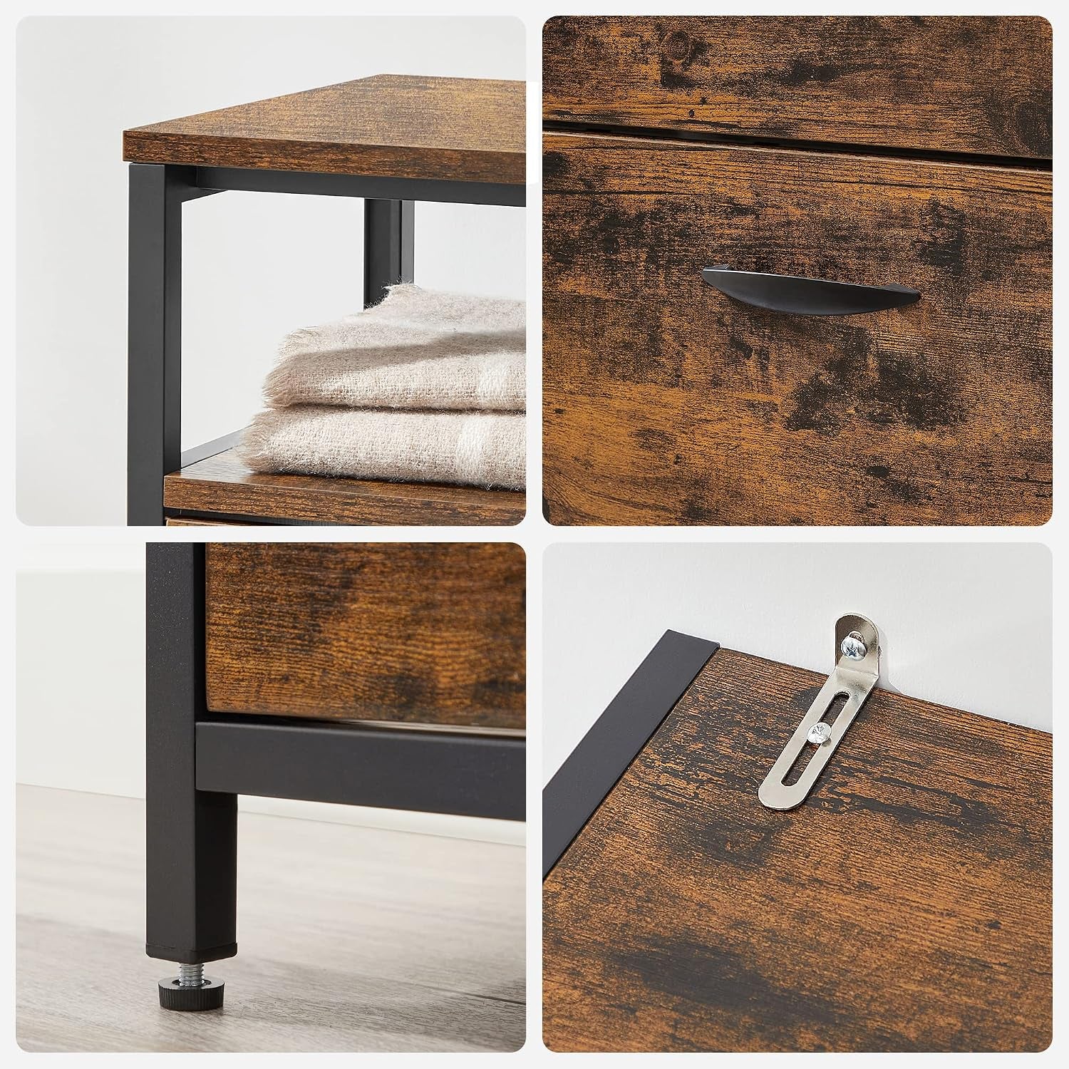 Meuble À Chaussures, Porte-Chaussures Fin, Meuble De Rangement À 4 Abattants, Pour 12-20 Paires, Anti-Poussière, 30 X 98,3 X 95 Cm, Pour Entrée, Marron Rustique Et Noir LBS803B01