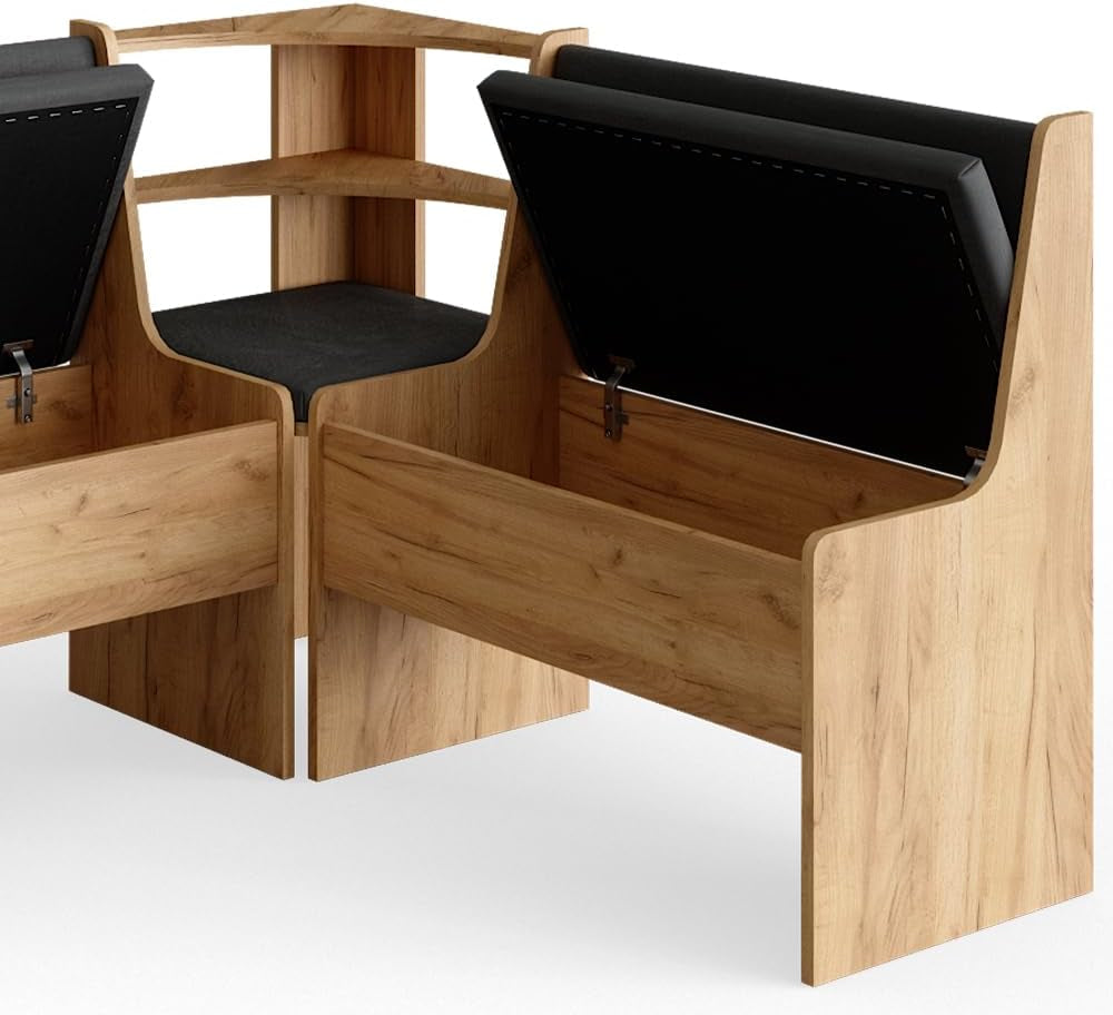 Banc D'Angle Roman, Chêne Doré, 76.6X41.5Cm | Adapté À Une Installation D’Angle Dans Les Cuisines Et Les Salles À Manger