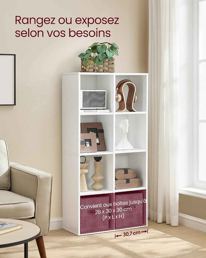 Custos Collection - Bibliothèque En Bois, Étagère De Rangement, Meuble De Rangement Cube, 65,8 X 30 X 130 Cm, 1 Pièce, Pour Salon Bureau, Blanc Custos LBC024WTV2