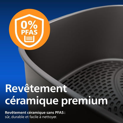 Airfryer 5000 - Air Fryer Panier Flexible 9.5L, Cuisson Vapeur | Megabasket 9.5L Ou 3+6L, Séparateur Amovible, 28 Modes,Technologie Rapidair & Steamfry, Auto Steamclean, Inox (NA565/00)