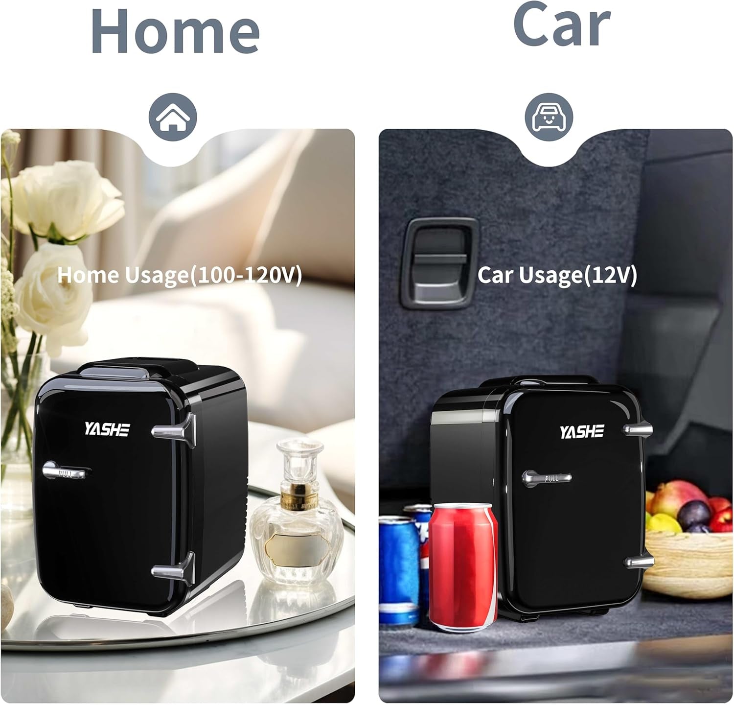 Mini Frigo De Chambre, 4 Litres/ 6 Canettes, Petit Frigo Thermoélectrique CA/CC Pour Boissons, Nourriture, Beauté, Bureau, Dortoir, Voiture, Noir