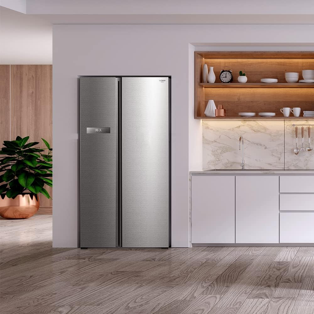 Réfrigérateur Américain 2 Portes Bolero Coolmarket SBS 592 INOX. 592 Litres, 177,5 Cm De Haut Et 91 Cm De Large, Faible Consommation, Moteur Onduleur