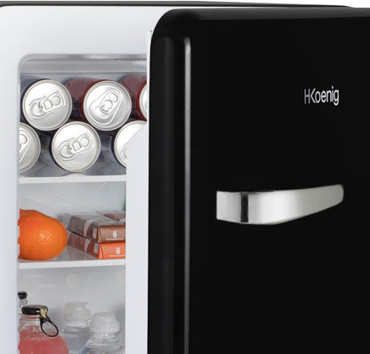 Mini Bar Vintage 31L TOAD9, Mini Frigo De Chambre Compact, Aliments, Boissons, Cosmétiques, Design Vintage, Température Réglable 6°-15°C, 24 Db, Noir