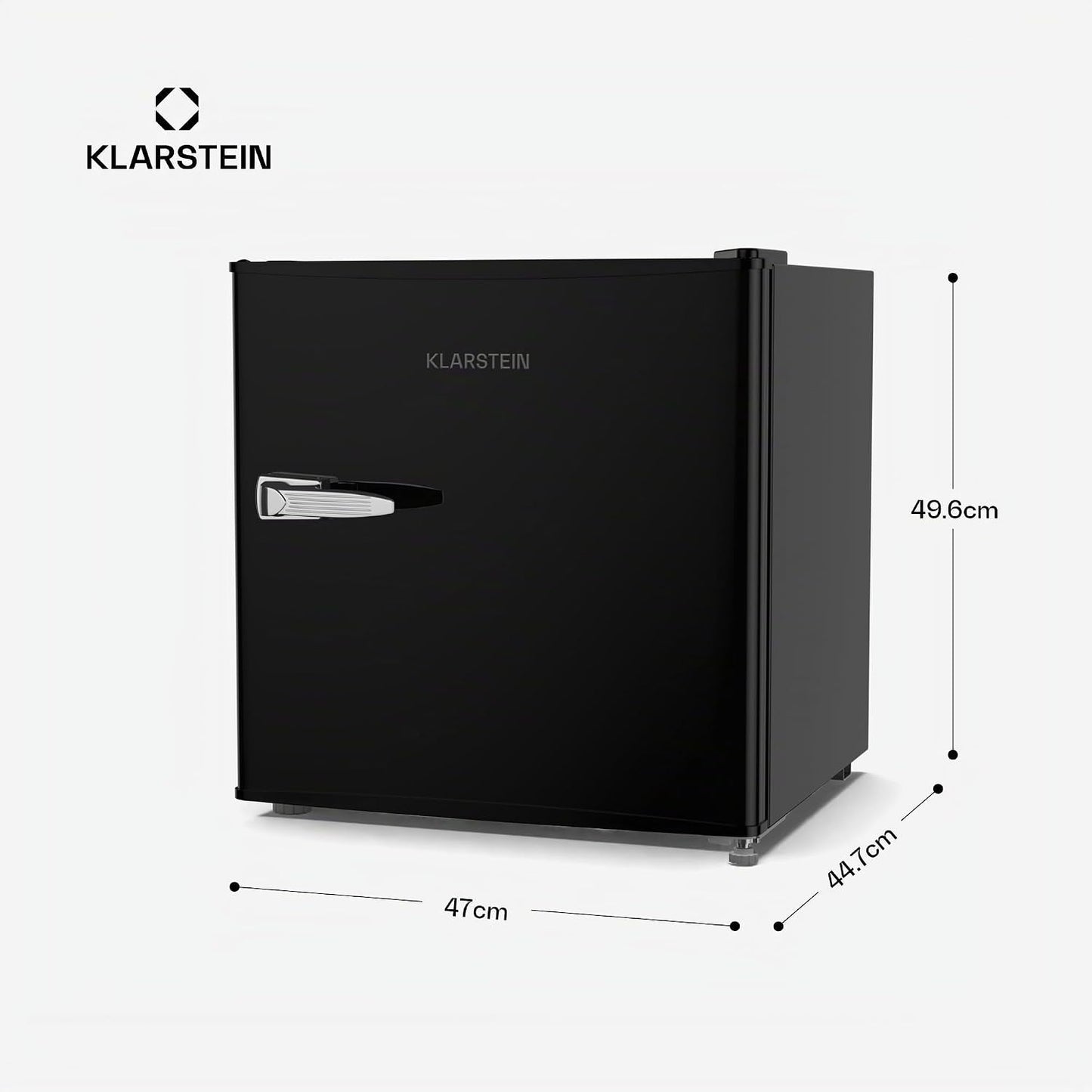 KLARSTEIN Irene 46 L Mini Réfrigérateur Rétro - Silencieux 37 Db, Thermostat Réglable, Petit Réfrigérateur De Chambre, Économe En Énergie, Noir