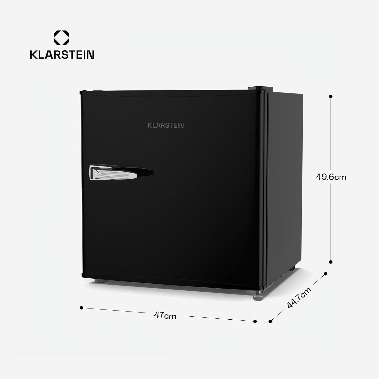 KLARSTEIN Irene 46 L Mini Réfrigérateur Rétro - Silencieux 37 Db, Thermostat Réglable, Petit Réfrigérateur De Chambre, Économe En Énergie, Noir