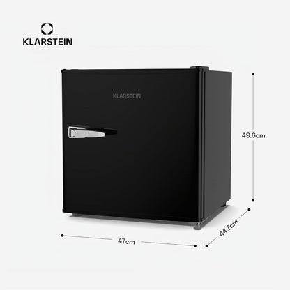 KLARSTEIN Irene 46 L Mini Réfrigérateur Rétro - Silencieux 37 Db, Thermostat Réglable, Petit Réfrigérateur De Chambre, Économe En Énergie, Noir