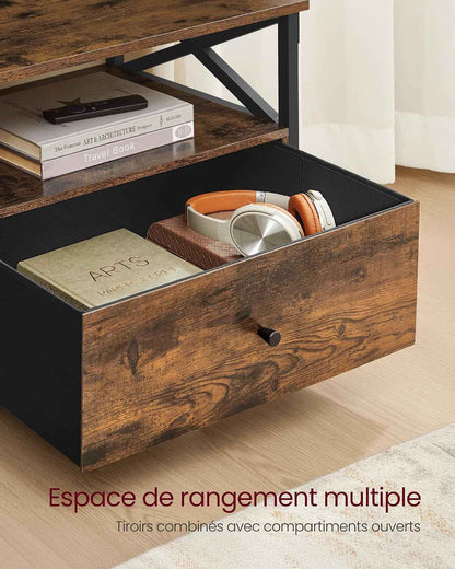 Meuble TV Pour Télévision Jusqu'À 80 Pouces, Support Télé, 3 Tiroirs En Tissu, 3 Étagères, 178 X 40 X 50 Cm, Salon, Chambre, Cadre En Acier, Marron Rustique Et Noir LTV303KD01