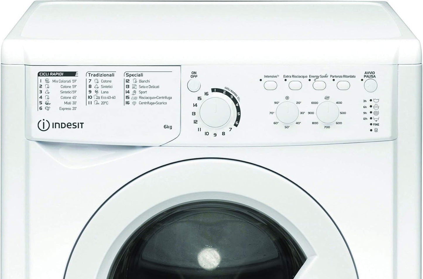 EWC 61051 W IT N - Machine À Laver 6 Kg Libre Installation, Charge Avant. Centrifugeuse 1000 Tours Par Minute - Largeur 59,5 Cm, Profondeur 51,7 Cm, Hauteur 85 Cm, Classe Énergétique F