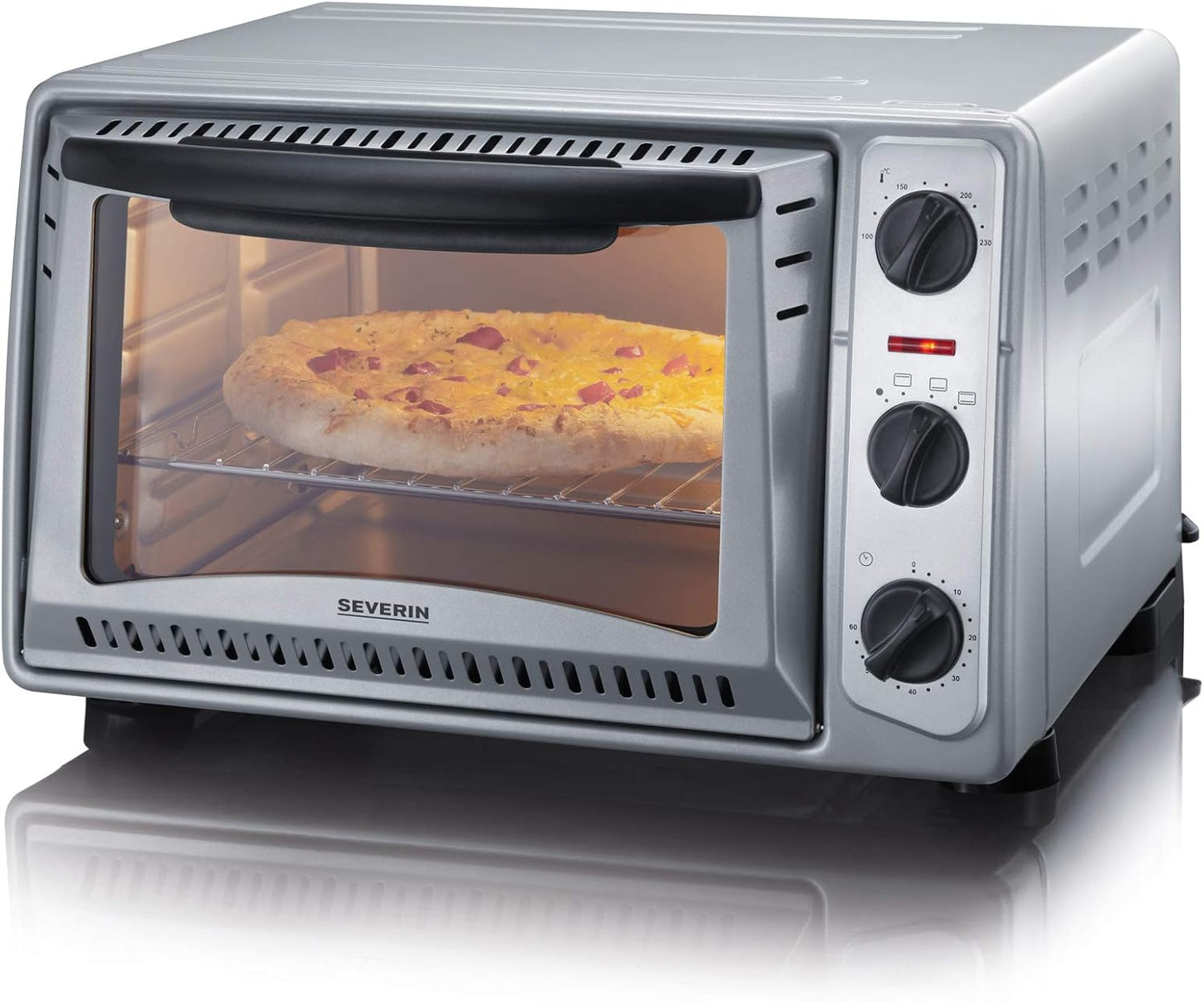 Mini-Four 20 L Avec Grille Et Plaque De Cuisson Incluses, Four Posable 1 500 W Design Simple Et Élégant, Mini-Four Électrique Avec Minuteur 60 Min, Argent, to 2045