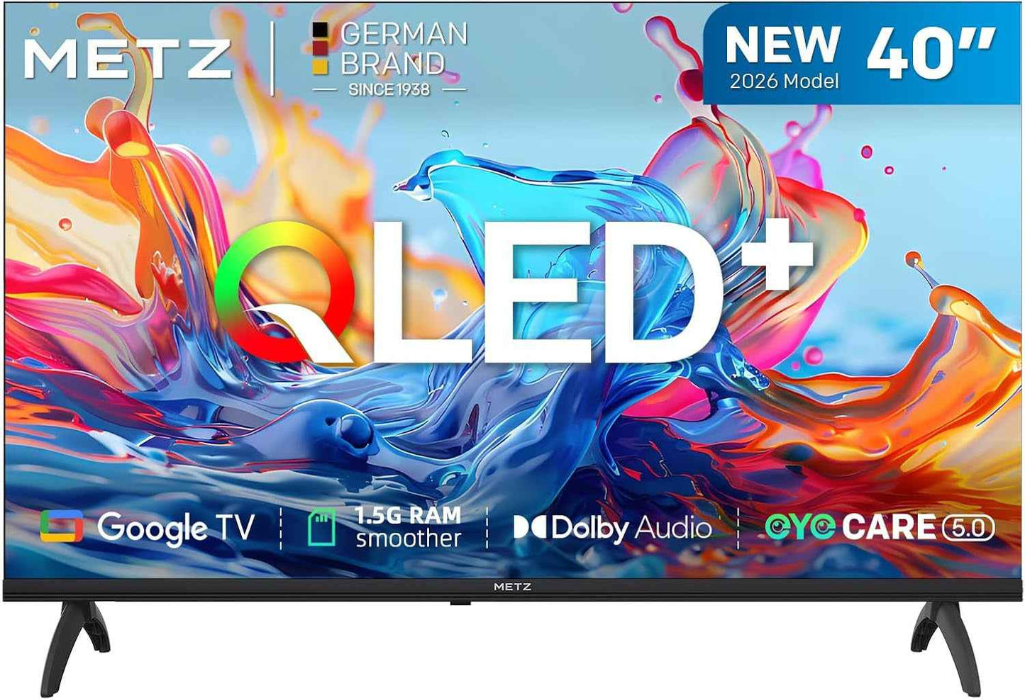 40 Pouces (100 Cm) Smart TV FHD Google Television LED, Gen 6 QLED +, HDR 10 Dolby Audio Bluetooth 5,1 Eyecare Tuner DVB-T/T2/C/S/S2 CI+, 1.5GB RAM Amélioration (40MQH7000Y, 2026 Nouveau Modèle)