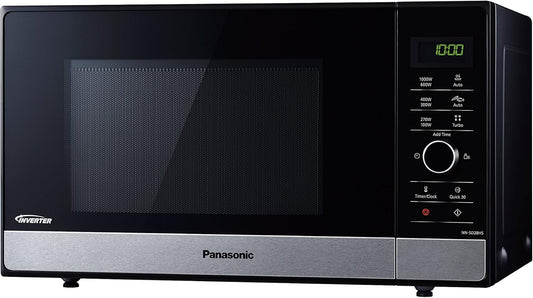 NN-SD28HSGTG-F Four Micro-Ondes Technologie Inverter Plateau Tournant En Verre, 23L, 1000W, 10 Programmes Auto, Décongélation Turbo, 6 Puissances, Minuterie, LED, Acier Inoxydable Noir