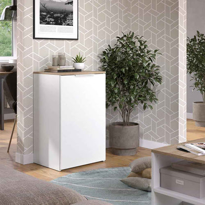 Commode Wido, Blanc, 50X80Cm | Avec Étagère, Pour Le Rangement Et L’Organisation Peu Encombrante