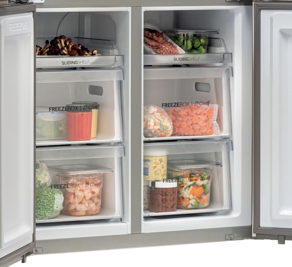 Cube 90 Serie 5 HTF-540DP7 Frigo Américain Autoportante 528 L F Platine, Acier Inoxydable