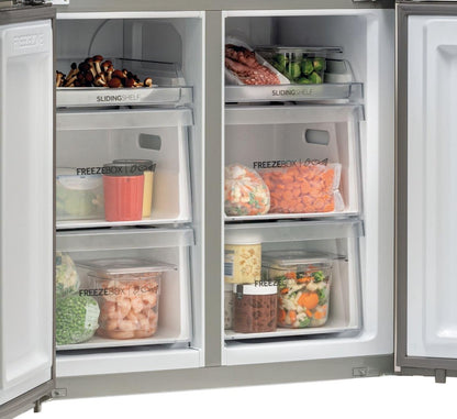 Cube 90 Serie 5 HTF-540DP7 Frigo Américain Autoportante 528 L F Platine, Acier Inoxydable