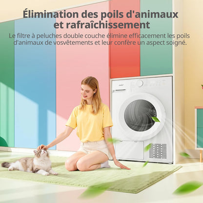 ' Sèche Linge Pompe À Chaleur 8KG Classe D Smart Dry CD08EHP05W | Séchage Rapide, Élimination Des Poils D'Animaux, 15 Programmes, Fonction Anti-Rides, Fonction Rafraîchissante, Blanc