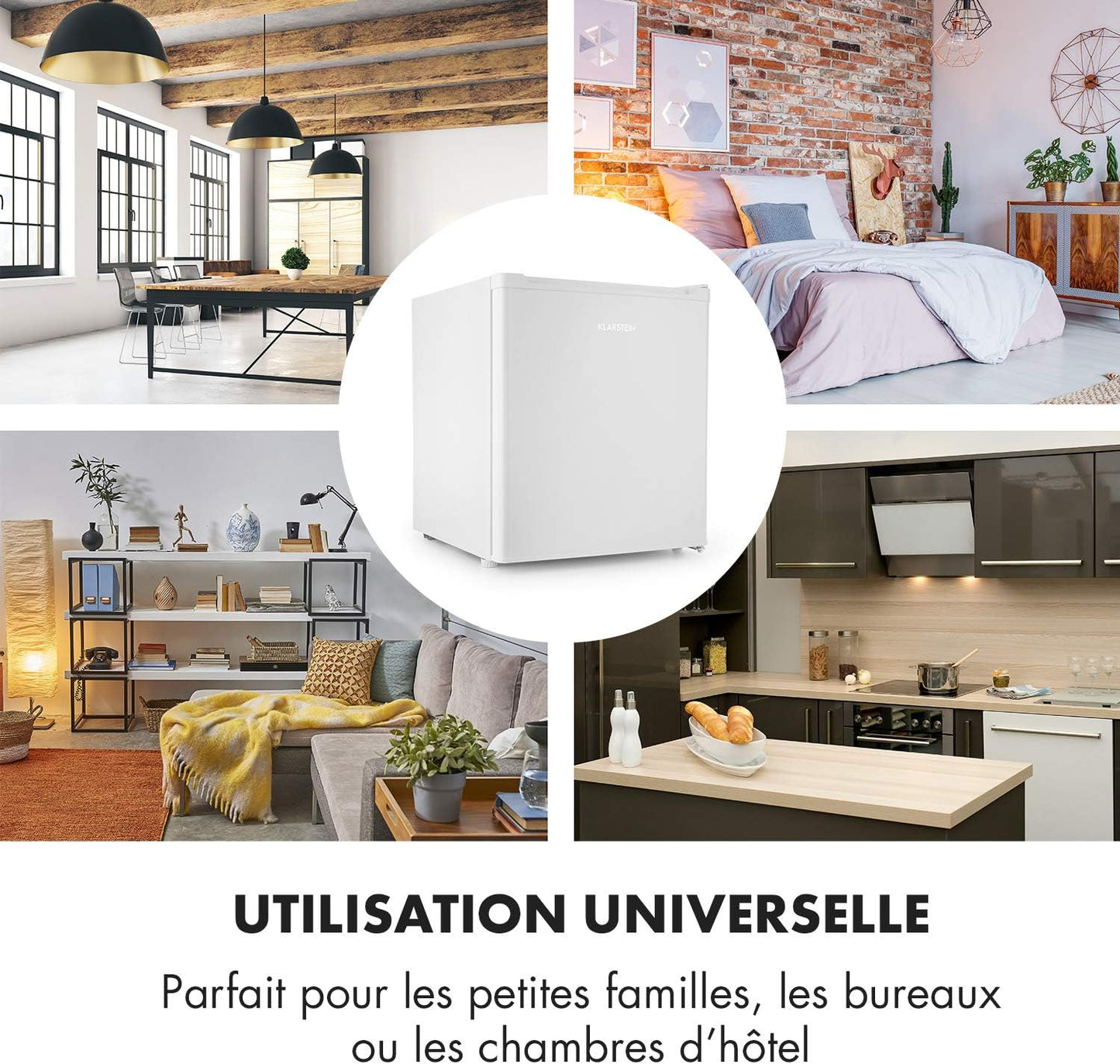 Snoopy Eco - Mini-Réfrigérateur, Peu Encombrant, 46 Litres, Congélateur De 4 Litres, Clayettes Réglables, Parfait Pour Les Petits Ménages - Blanc