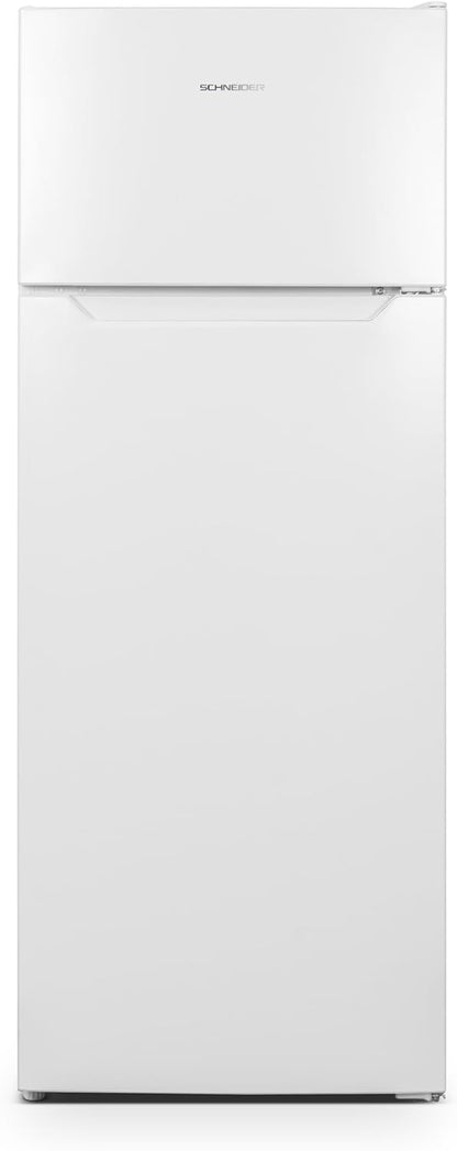 SCDD205W, Réfrigérateur Deux Portes, 206L(169+37), Froid Statique, Poignée Intégrée, 3 Clayettes Verre, 3 Balconnets, Thermostat Réglable, Portes Réversibles, Blanc