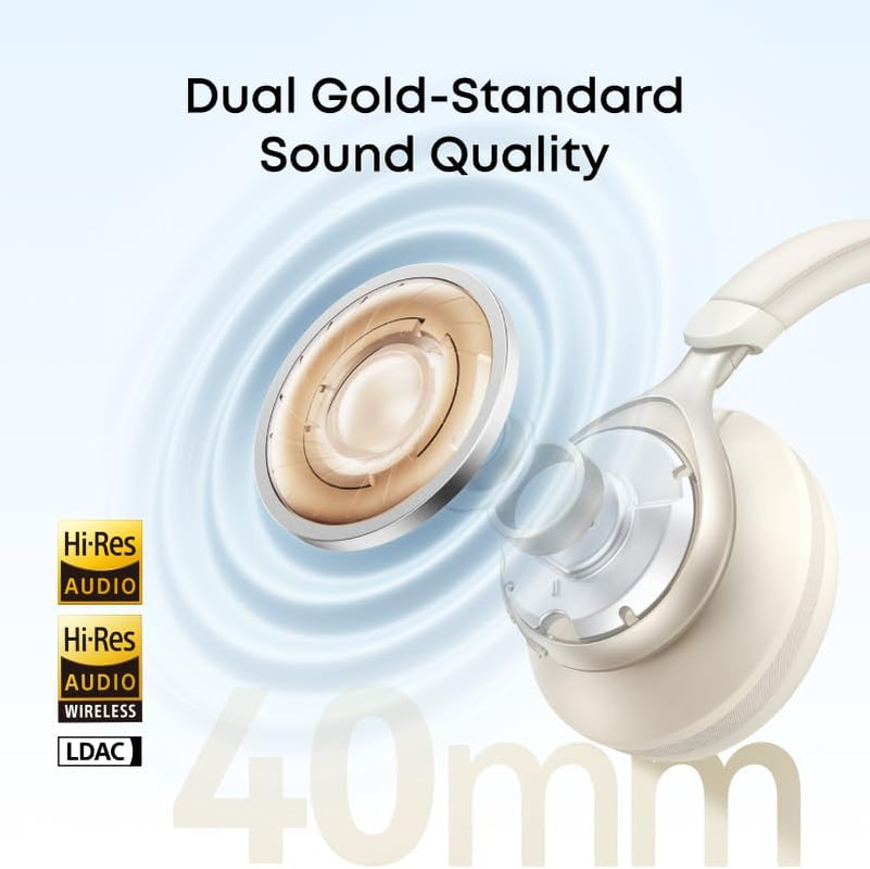 Par Anker Space One Casque Bluetooth Sans Fil | Réduction De Bruit Active Adaptative by Anker, Réduction Des Voix Humaine 2X plus Efficace, ANC 46H, Application, LDAC Hi-Res