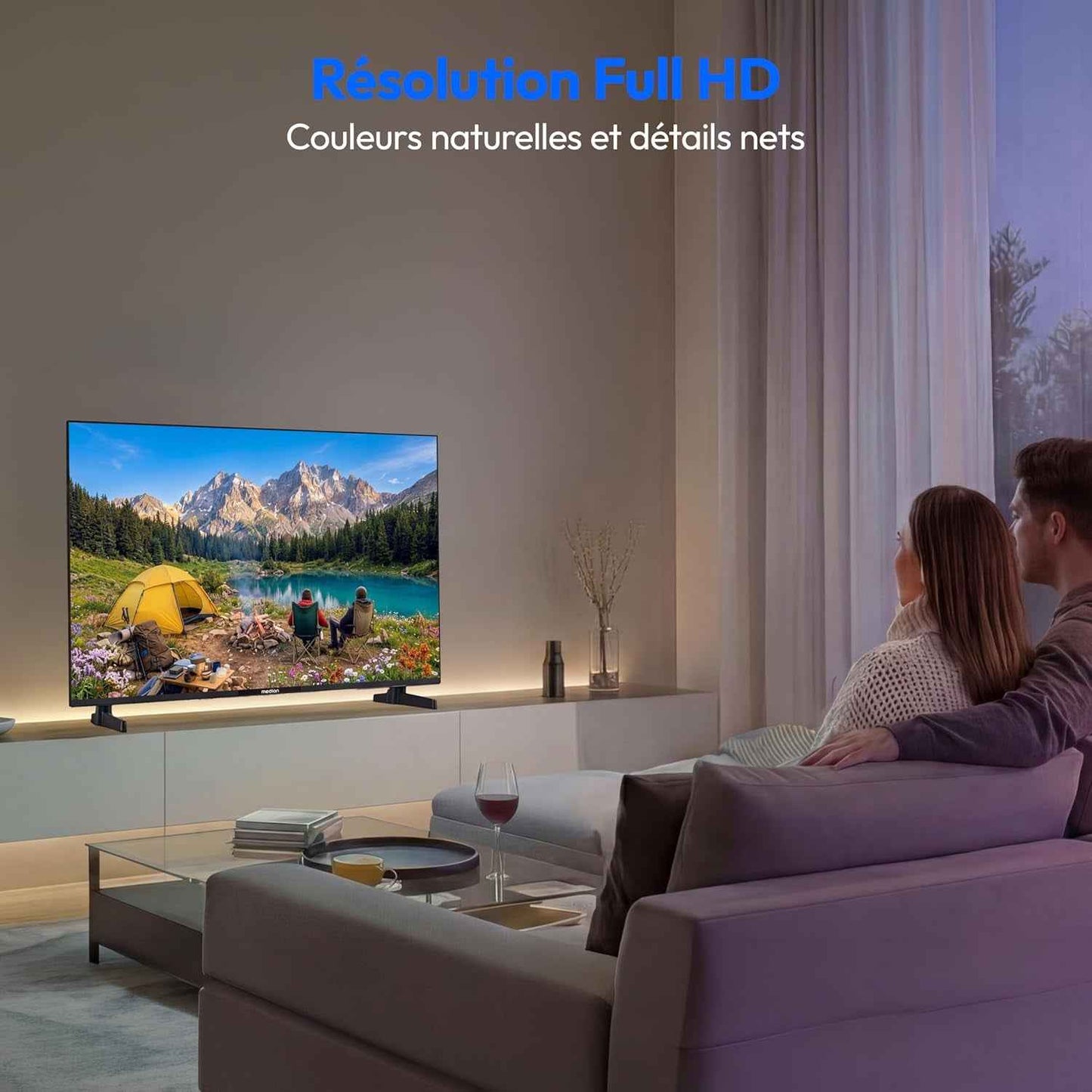 TV 40 Pouces Full HD (100,3 Cm) Television (Android TV, Smart TV, HDR, Prime Video, PVR, Bluetooth, MD 840100)