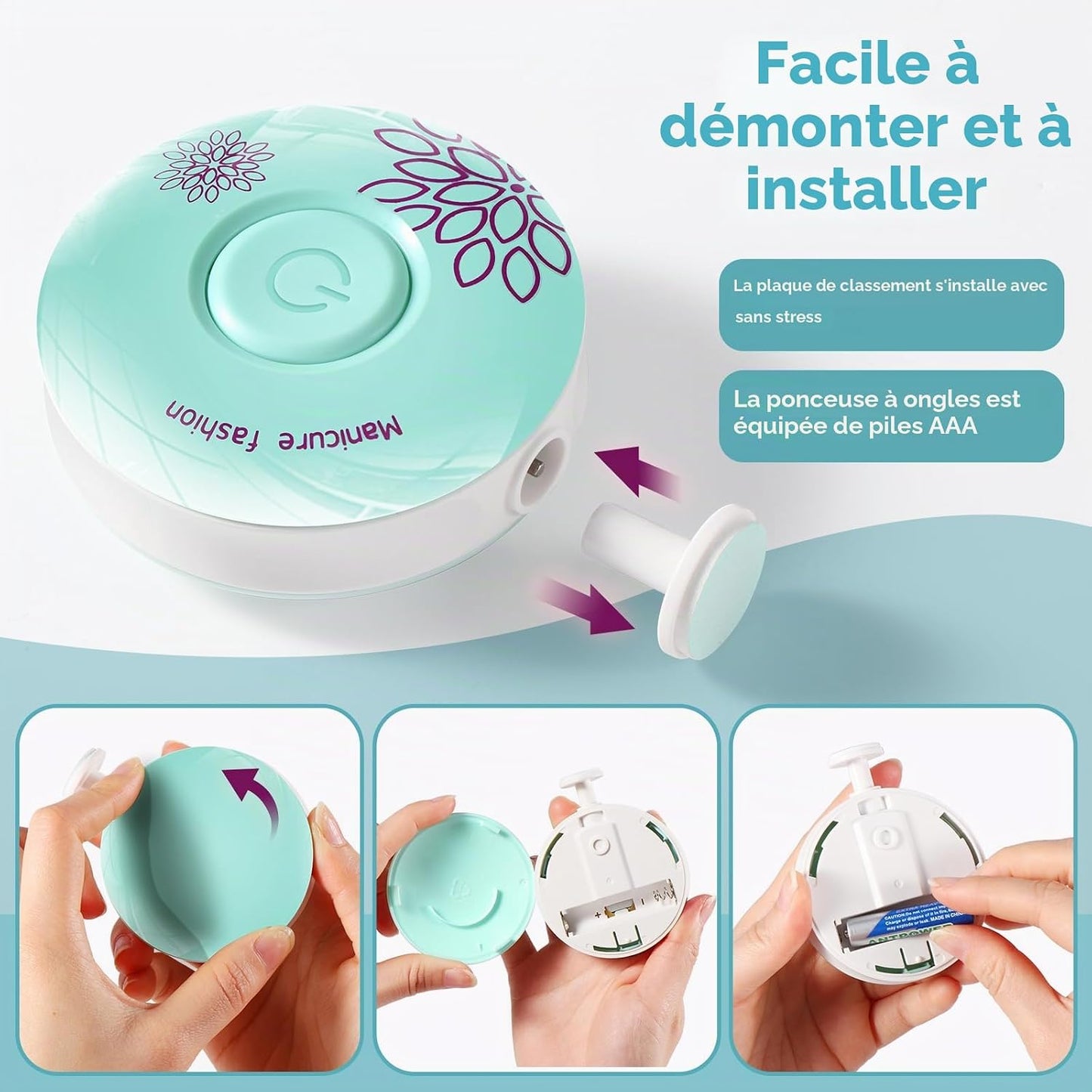 Lime Ongle Bebe, Lime a Ongle Electrique Bebe 6 En 1 Pour Enfants De Tous Âges, Vert | Faible Bruit, Pour Nouveau-Nés, Bébés, Enfants Et Adultes, Pour Le Soin Quotidien Des Ongles, Compacte Et Portable, Verte