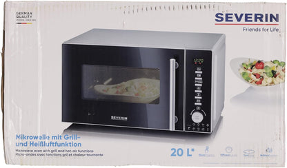 Four À Micro-Ondes 20 L, 1 350 W, Avec Fonction Gril Et Chaleur Tournante, Avec 10 Niveaux De Puissance, Minuteur 95 Min, Plateau Tournant, Noir/Inox, MW 7773
