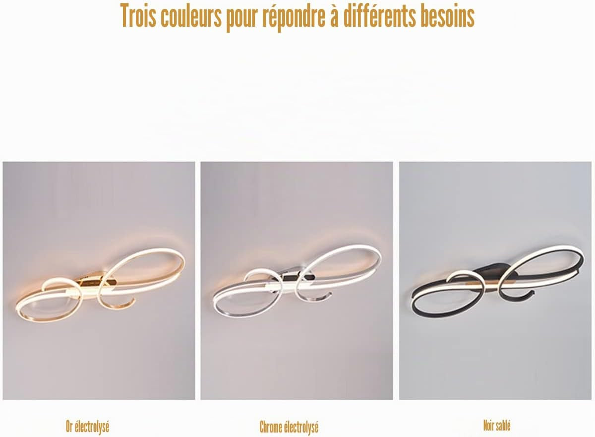 LED Design Plafonnier Salon Moderne Lustre Dimmable Salle À Manger Lustre Salle À Manger, Chambre À Coucher, Salon Métal Chromé Plafonnier (Or, L60Cm)
