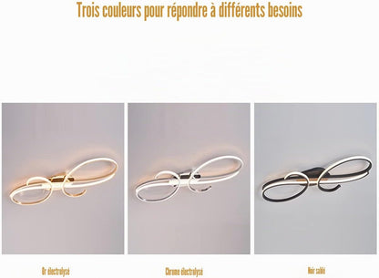 LED Design Plafonnier Salon Moderne Lustre Dimmable Salle À Manger Lustre Salle À Manger, Chambre À Coucher, Salon Métal Chromé Plafonnier (Or, L60Cm)