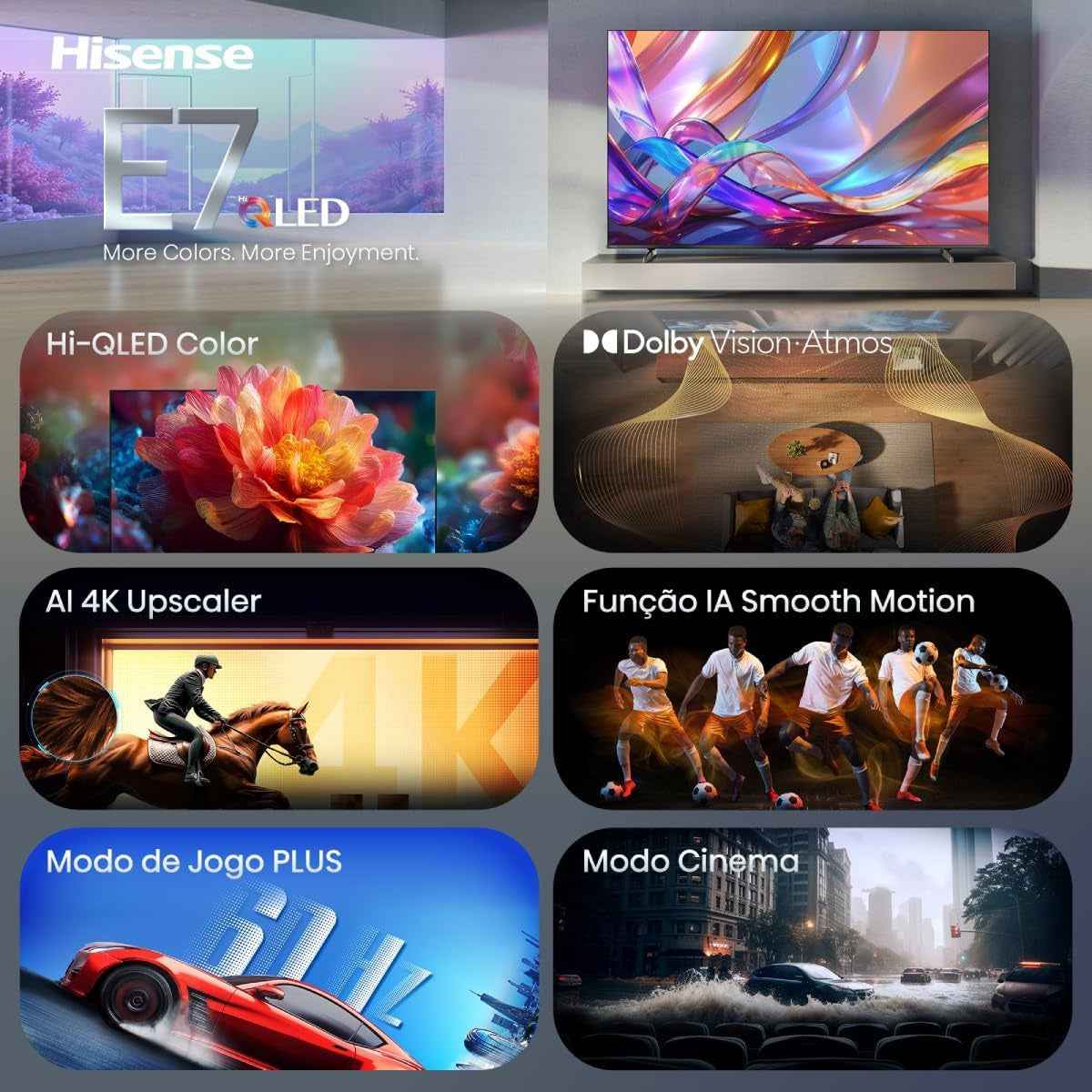 Hisense 43E7S - TV QLED 43 (108 Cm) - 4K UHD 3840X2160 - HDR10+ - Smart TV Vidaa - 3Xhdmi 2.1 - Wifi