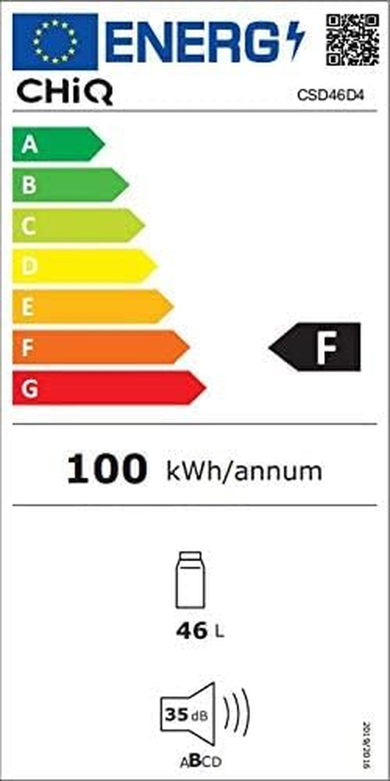 - CSD46D4 - Mini Réfrigérateur Bar 46L En Acier Inoxydable, Porte Réversible, 35Db