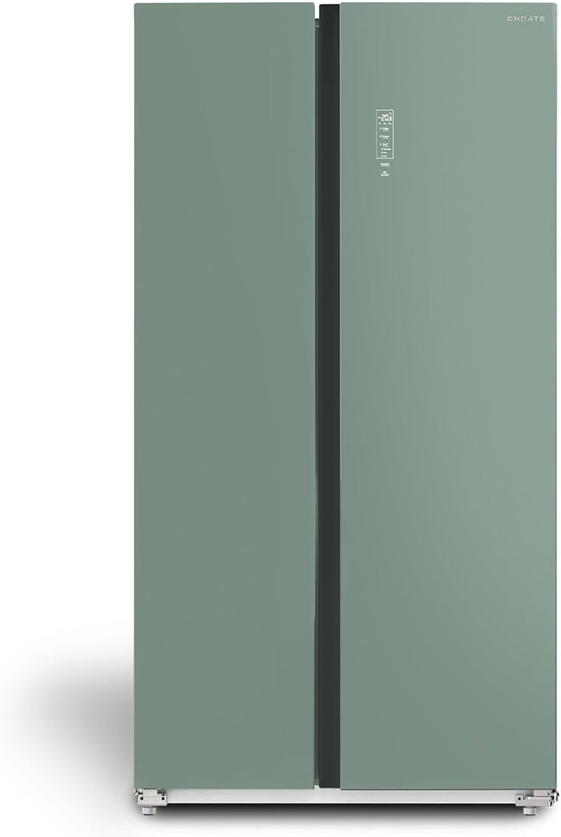 / FRIDGE STUDIO SIDE by SIDE 550 / Réfrigérateur Style Side by Side 550L Vert Sauge / 91,2 X 70,4 X 177,7 Cm/No Frost, Traitement Antibactérien, Commande Tactile Électronique, 158W