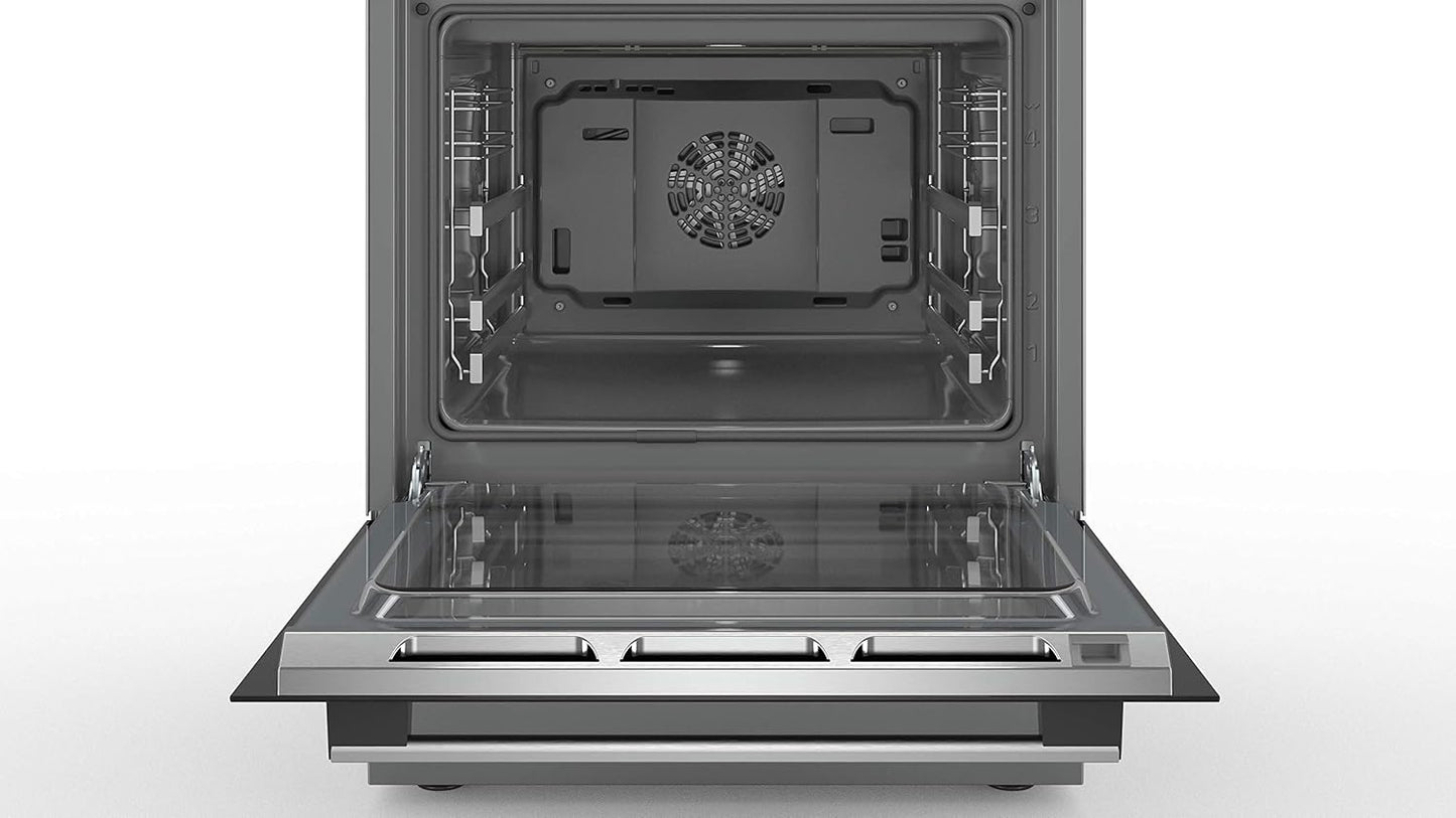 Serie 6 HKS79U250 Four Et Cuisinière Noir, Argent Plaque Avec Zone À Induction a - Fours Et Cuisinières (Cuisinière, Noir, Argent, Rotatif, Tactil, Acier Inoxydable, Devant, 1,2 M)