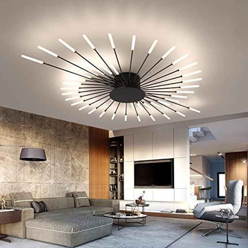 Plafonnier LED Feu D'Artifice 42-T¡§Ote Lampe De Plafond Moderne Suspension Lustre Int¡§|Rieur Pour Salon Salle ¡§¡È Manger Bureau ¡§|Clairage De Plafond(Noir)