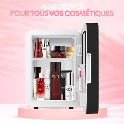 Olvy Réfrigérateur Cosmétique 4 Litres, Mini Frigo, Mini Réfrigérateur Portable Avec Miroir LED, Petit Réfrigérateur Pour Soins De La Peau, Skincare Fridge, Noir