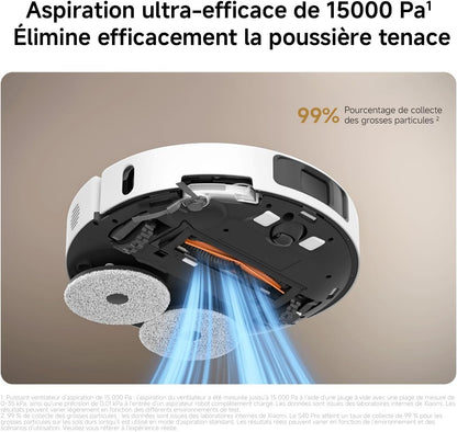 S40 Pro Aspirateur Robot, 15000Pa, Deux Bras Extensibles | Double Anti-Nœuds, Évitement D’Obstacles Grand-Angle, Détection Des Tapis, Relevage Auto Des Serpillières, Contrôle App/Voix