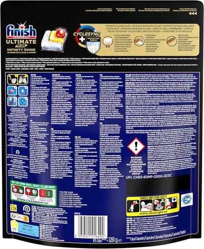 Ultimate plus Infinity Shine Pastilles Lave-Vaisselle Citron, Propreté Intense & Brillance Étincelante,105 Capsules