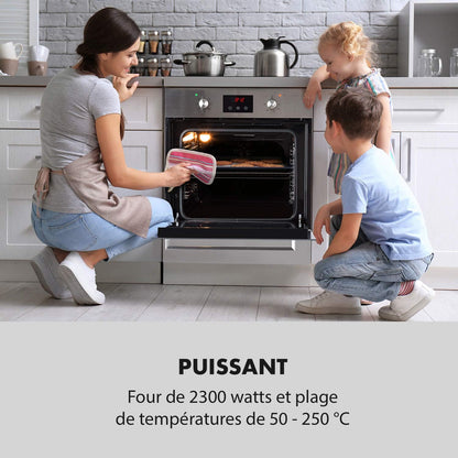 Kalahari - Four Encastrable, Électrique, Volume 68L, Classe D'Efficacité Énergétique A, 59,5 Cm, Plage De Température : 50-250°C, 7 Fonctions, 5 Inserts, Sécurité Enfant - Noir Cosmos