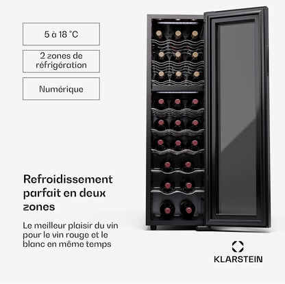 Cave a Vin, Caves À Vin De Conservation Avec Porte En Verre, Cave a Vins À Double Zone, Bar Int/Ext, Frigo Vin, Armoire a Vin, Cave a Vin De Vieillissement, Cave À Vin 24 Bouteilles