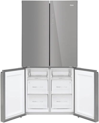 HTF-540DGG7 Réfrigérateur Combiné - Pose Libre, 528L, 4 Portes, Humidity Zone, Total No Frost Air Surround, My Zone Plus, Gris, Classe F