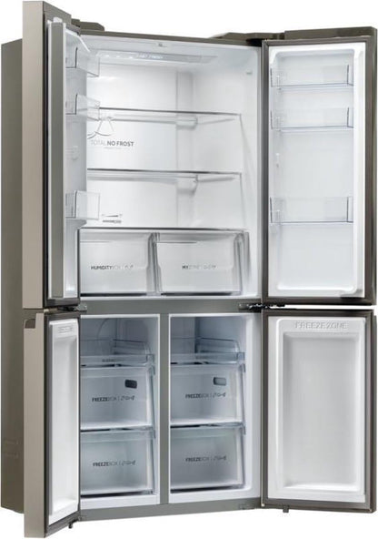Cube 90 Serie 5 HTF-540DP7 Frigo Américain Autoportante 528 L F Platine, Acier Inoxydable