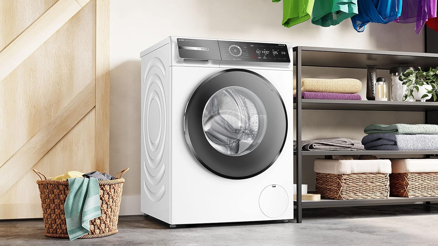 WGB244040 Série 8 Machine À Laver Intelligente, 1 À 9 Kg, 1400 Tr/Min, Fabriquée En Allemagne, Active Water Plus, Économie D'Énergie Et D'Eau, Vapeur Iron Assist Pour Défroisser, Mini Charge,